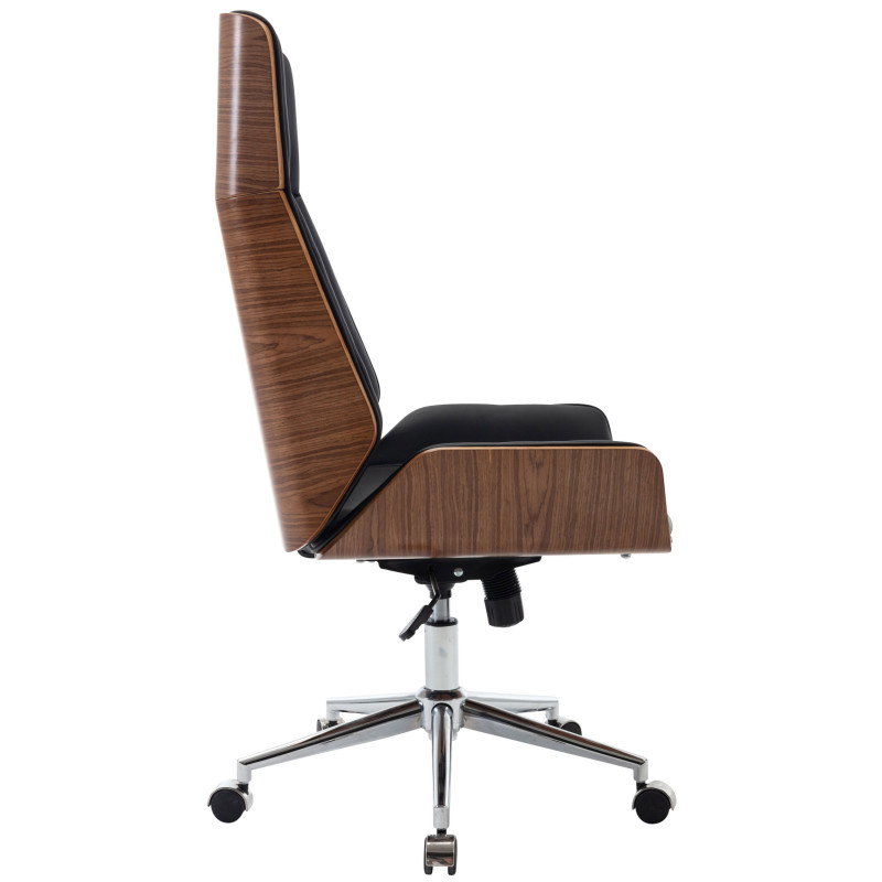 Fauteuil de bureau Breda en cuir artificiel noyer/noir