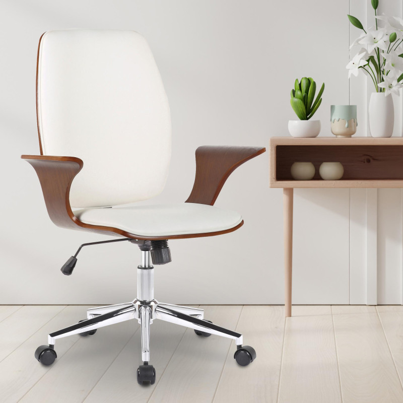 Fauteuil de bureau Burbank en cuir artificiel noyer/blanc
