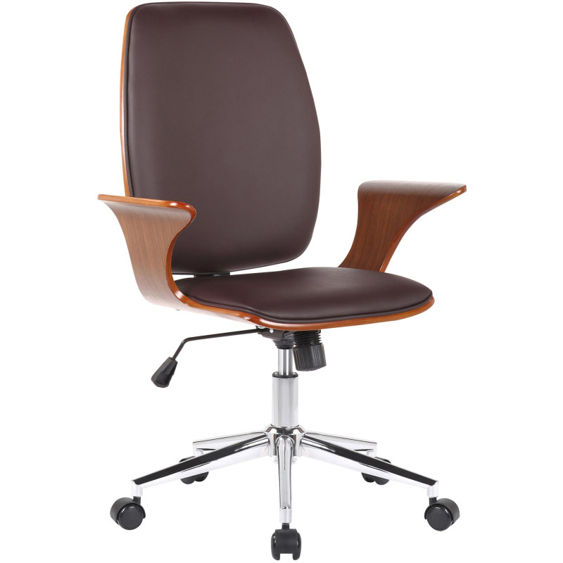 Fauteuil de bureau Burbank en cuir artificiel noyer/marron