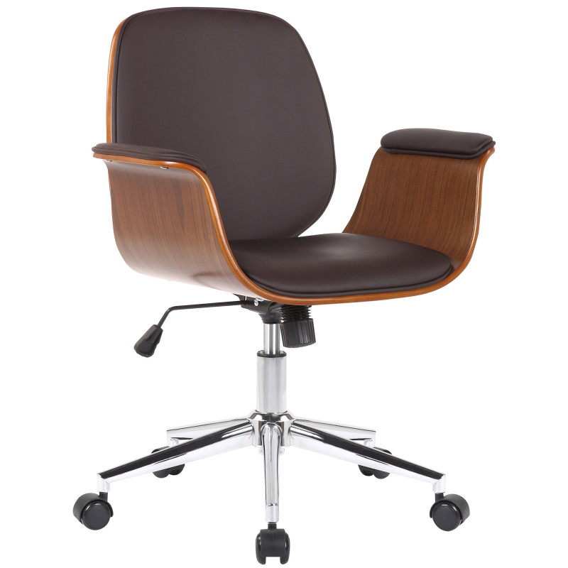 Fauteuil de bureau Kemberg, cuir artificiel, noyer/marron