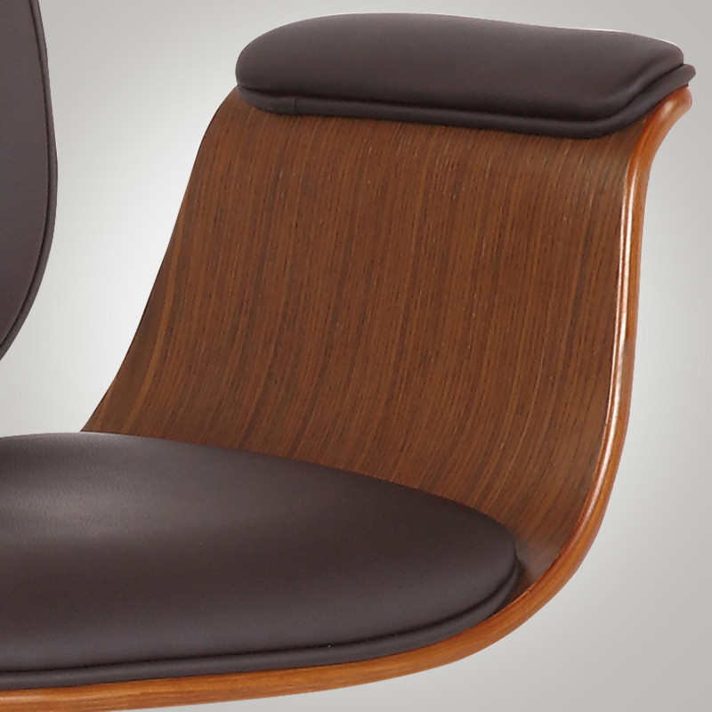 Fauteuil de bureau Kemberg, cuir artificiel, noyer/marron
