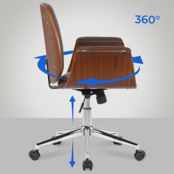 Fauteuil de bureau Kemberg, cuir artificiel, noyer/marron