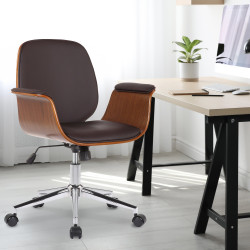 Fauteuil de bureau Kemberg, cuir artificiel, noyer/marron
