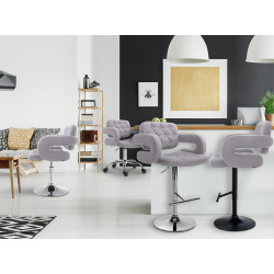 Tabouret de bar Dublin, tissu noir gris