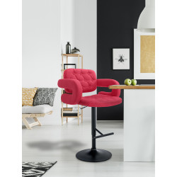 Tabouret de bar Dublin, tissu noir rouge