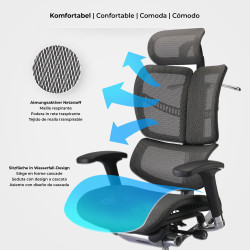 Fauteuil de bureau ergonomique Norfolk grise