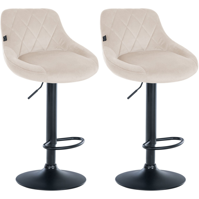 Lot de 2 tabourets de bar Lazio en velours crème