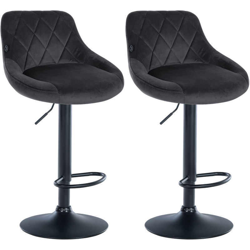 Lot de 2 tabourets de bar Lazio en velours gris foncé