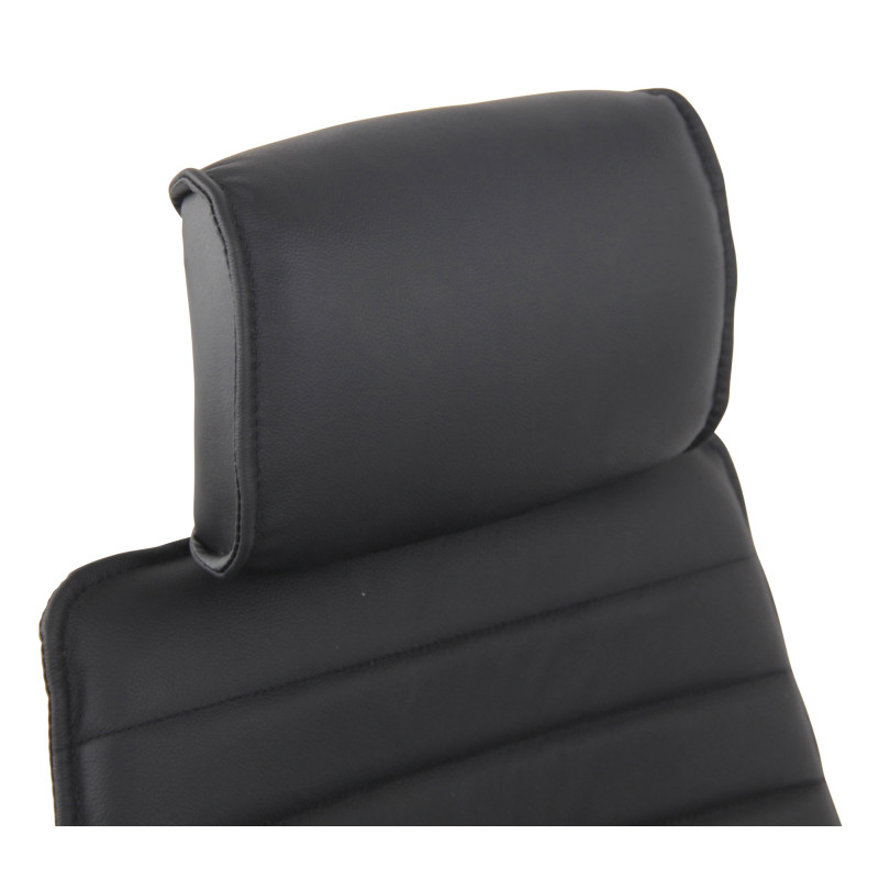 Fauteuil de bureau Rako, cuir véritable, noir