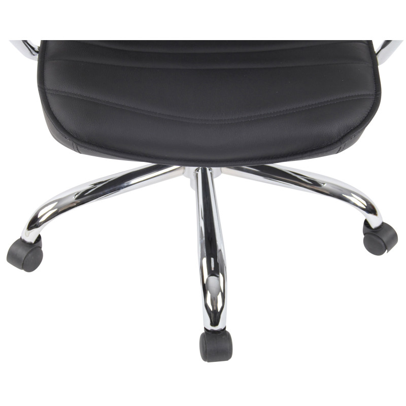 Fauteuil de bureau Rako, cuir véritable, noir