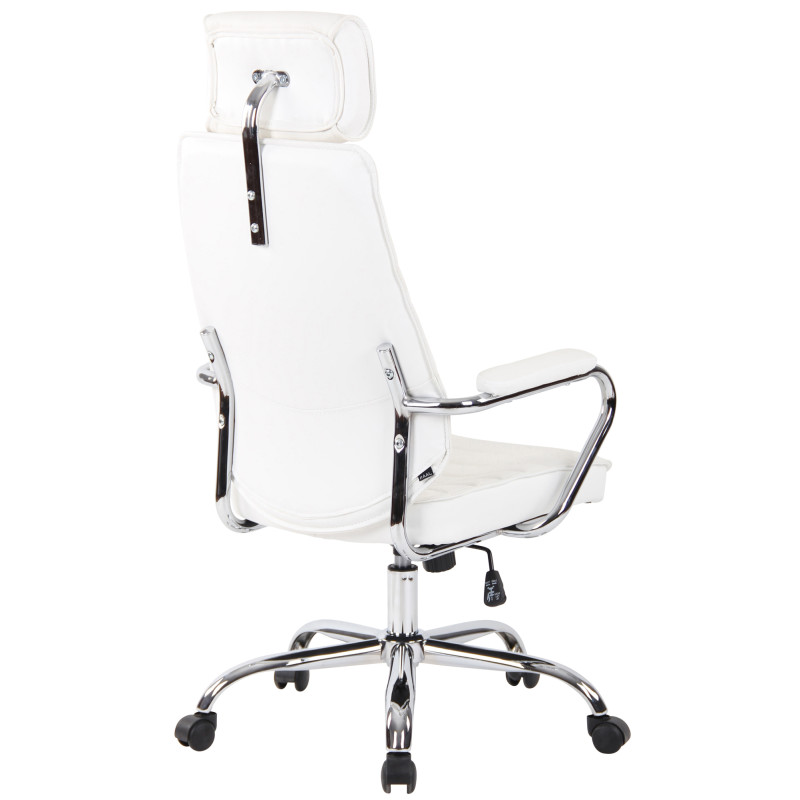 Fauteuil de bureau Rako en cuir véritable blanc