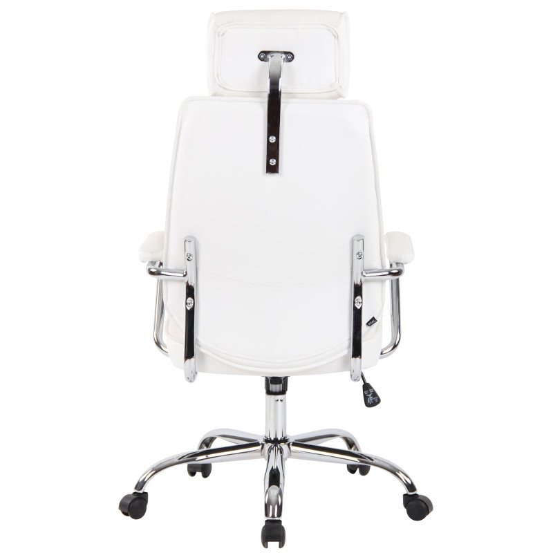 Fauteuil de bureau Rako en cuir véritable blanc