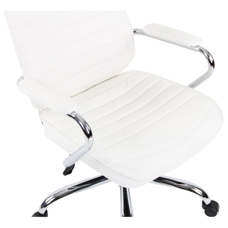 Fauteuil de bureau Rako en cuir véritable blanc