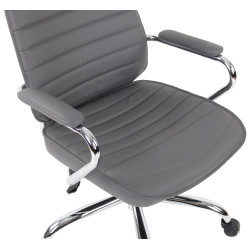 Fauteuil de bureau Rako en cuir véritable gris