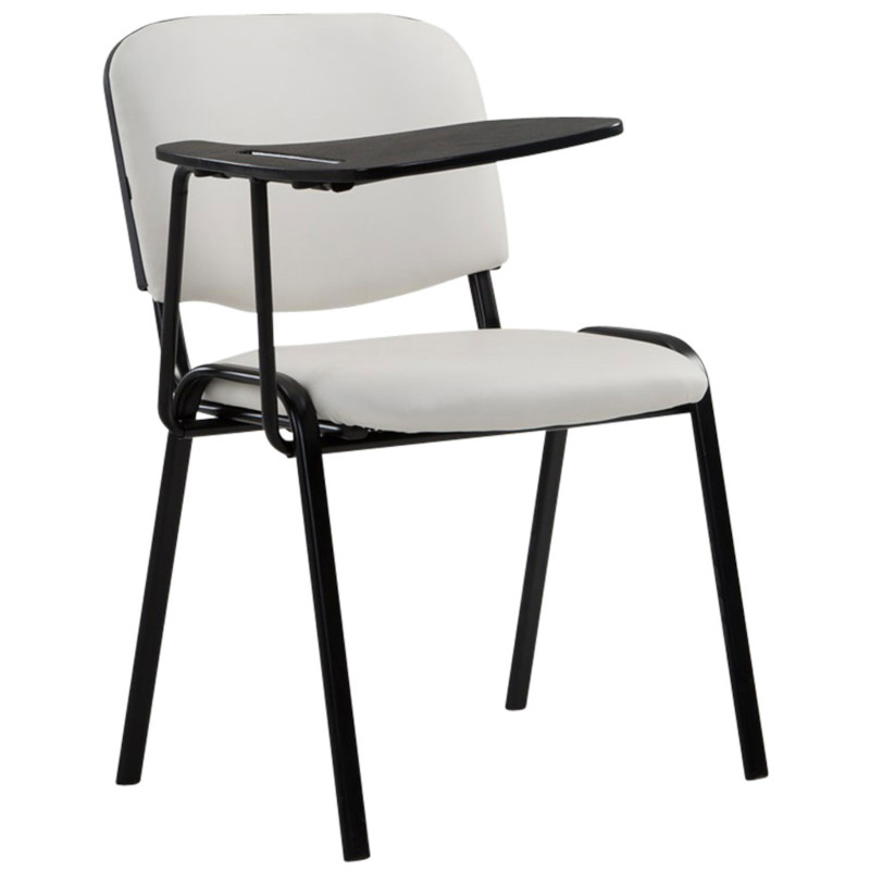 Lot de 4 Fauteuils Ken avec table pliante, simili cuir blanc