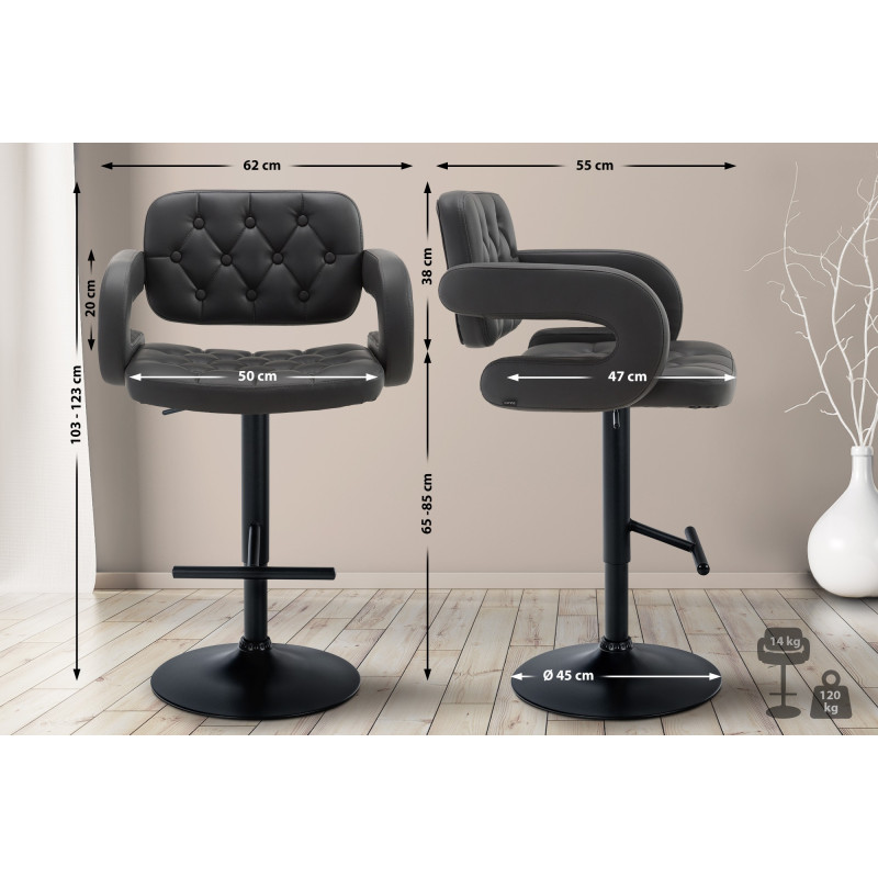 Sgabello Dublin in similpelle grigio,nero