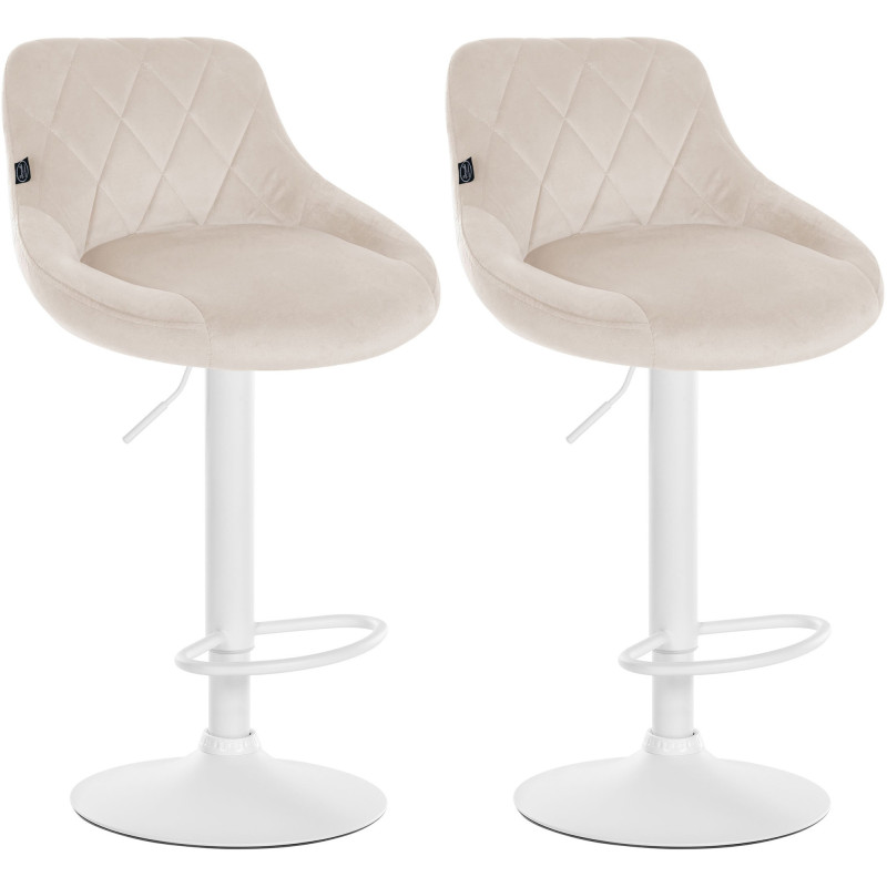 Lot de 2 tabourets de bar Lazio en velours crème