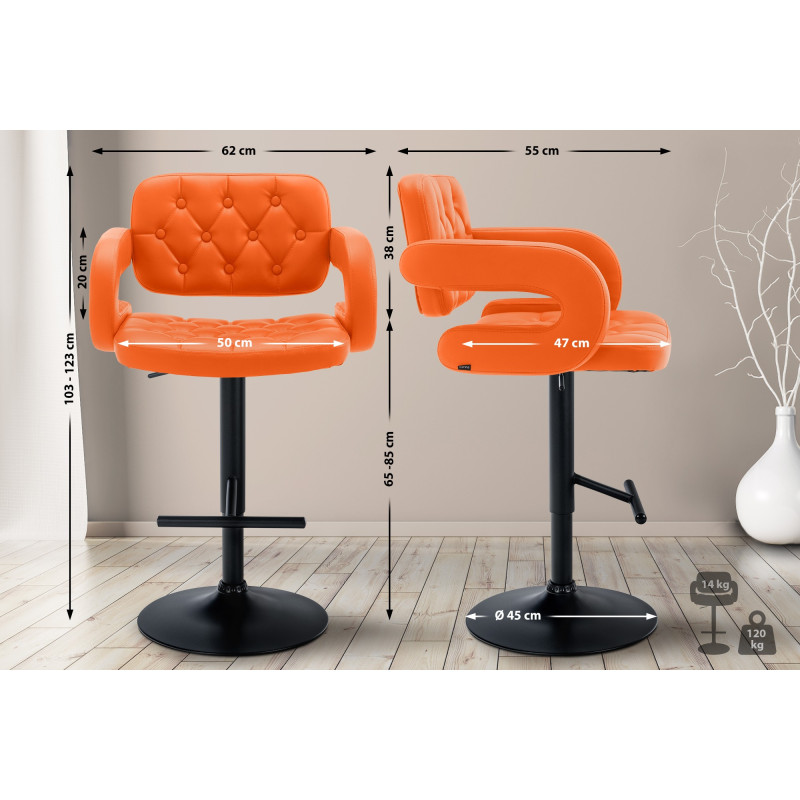 Taburete Dublin Naranja,Negro