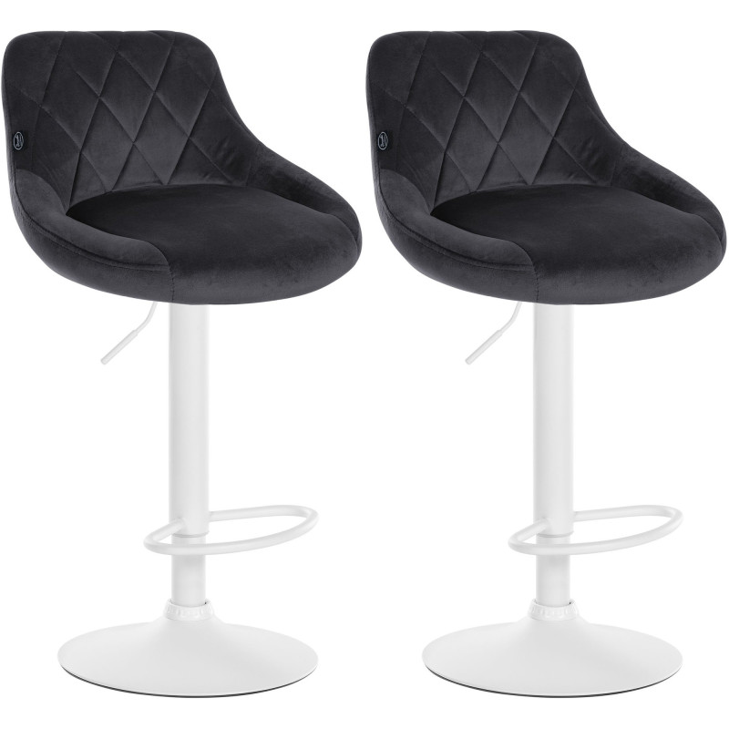 Lot de 2 tabourets de bar Lazio en velours gris foncé