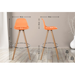 Tabouret de bar Corbin en cuir artificiel rond nature orange
