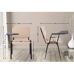 Fauteuil Ken avec table pliante, tissu crème