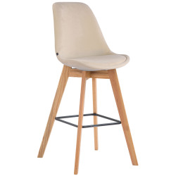 Tabouret de bar Metz velours natura crème