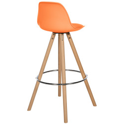 Tabouret de bar Corbin en cuir artificiel rond nature orange