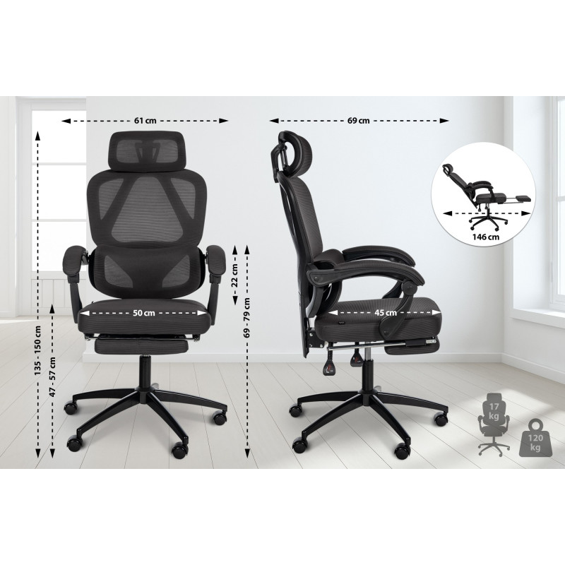 Fauteuil de bureau Gander noire