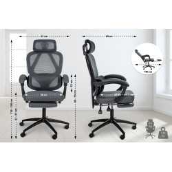 Fauteuil de bureau Gander gris foncé