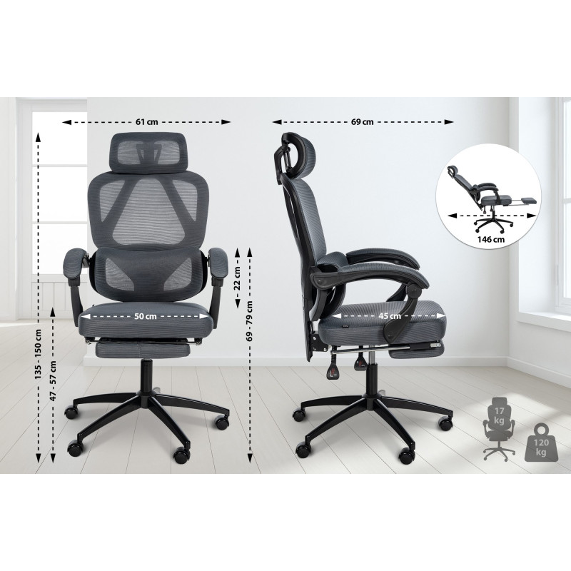 Fauteuil de bureau Gander gris foncé