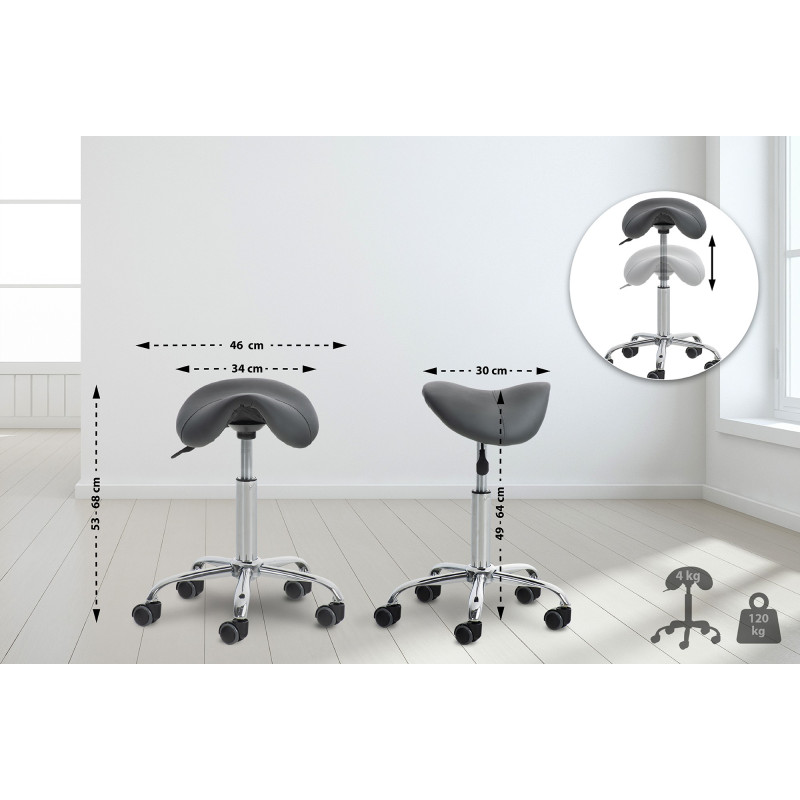 Lot de 2 tabourets de travail Reno simili cuir gris