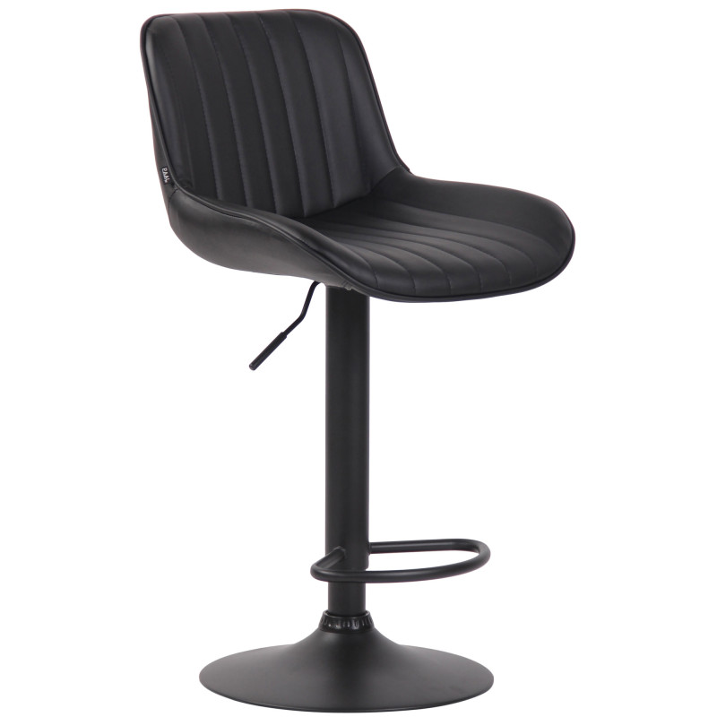 Tabouret de bar Lentini, similicuir noir noir
