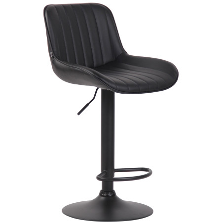 Tabouret de bar Lentini, similicuir noir noir