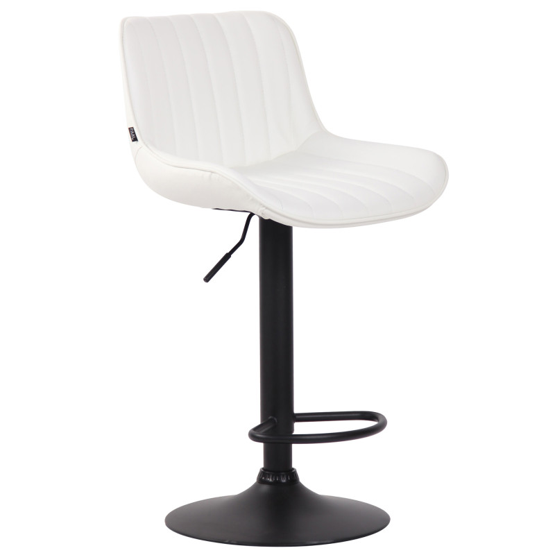 Tabouret de bar Lentini, similicuir noir blanc
