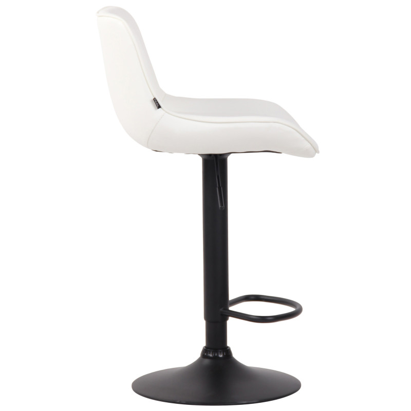 Tabouret de bar Lentini, similicuir noir blanc