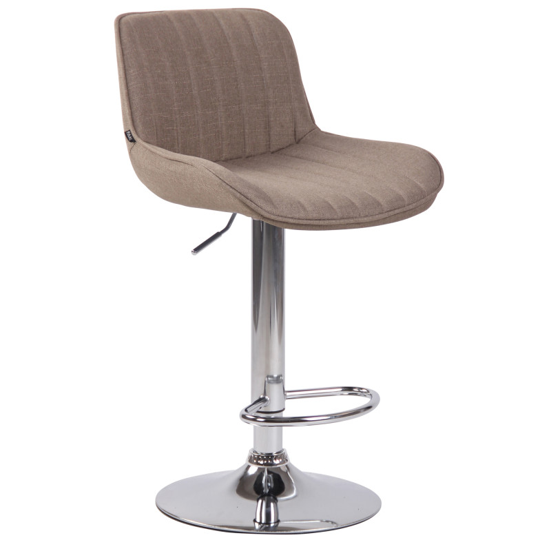 Tabouret de bar Lentini tissu chrome taupe