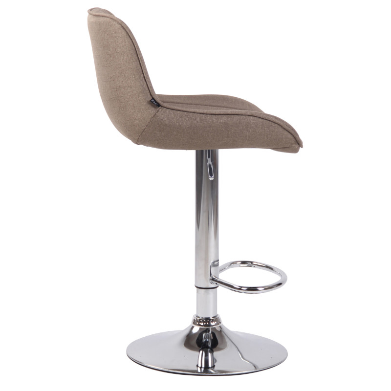 Tabouret de bar Lentini tissu chrome taupe