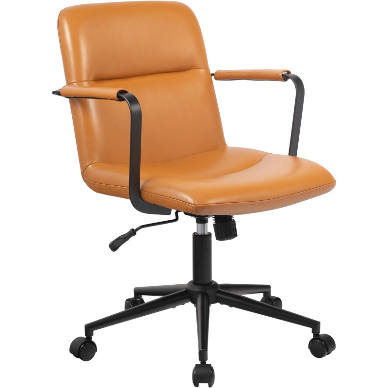 Fauteuil de bureau Hilda, cuir véritable, marron