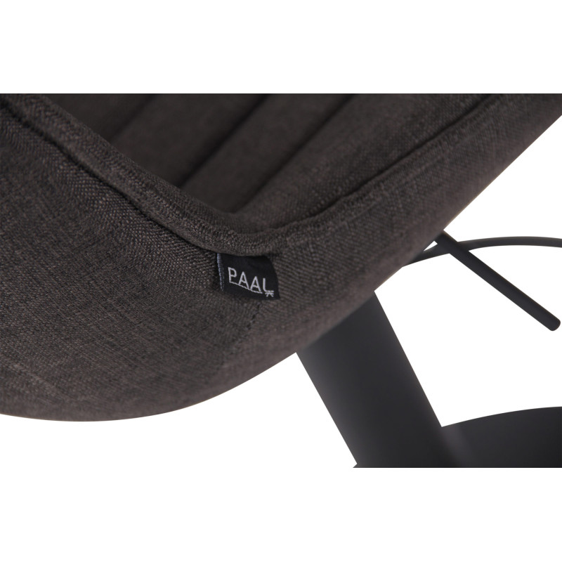 Tabouret de bar Lentini tissu noir gris foncé