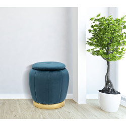 Glam Tabouret Paris Bleu & Or – Éclat Précieux Ø43x43