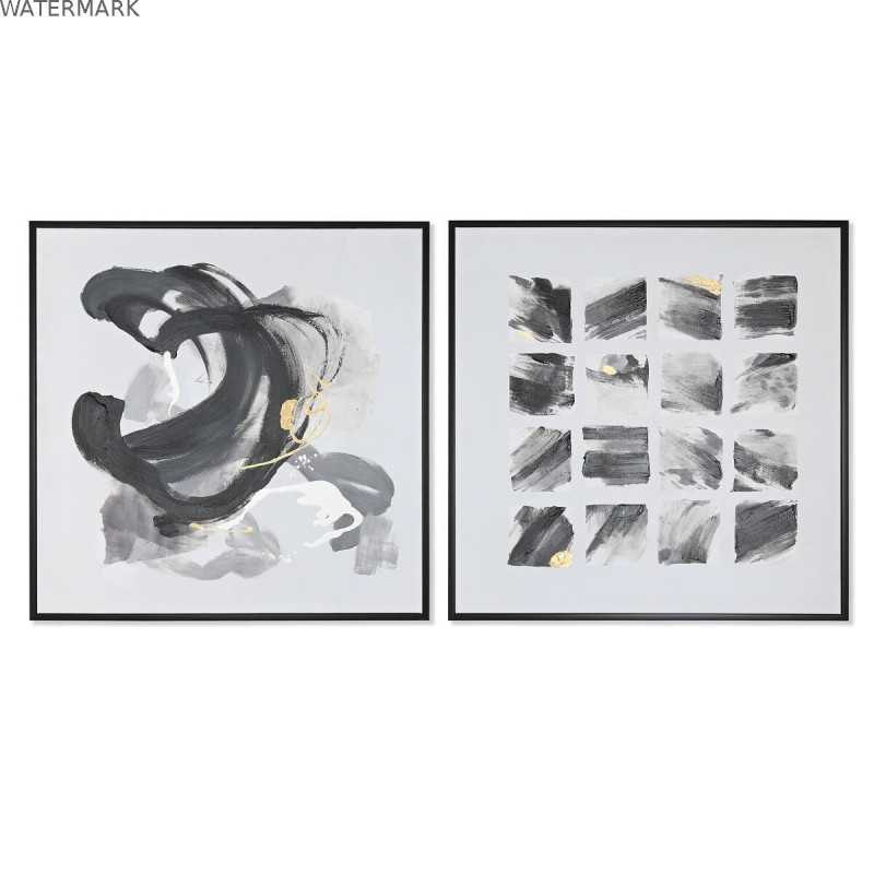 Toile Home ESPRIT Blanc Noir polystyrène Toile Abstrait Moderne 104 x 4 x 103,5 cm (2 Unités) Toile Home ESPRIT Blanc Noir polystyrène Toile Abstrait Moderne 104 x 4 x 103,5 cm (2 Unités)