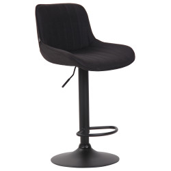 Tabouret de bar Lentini, tissu noir noir
