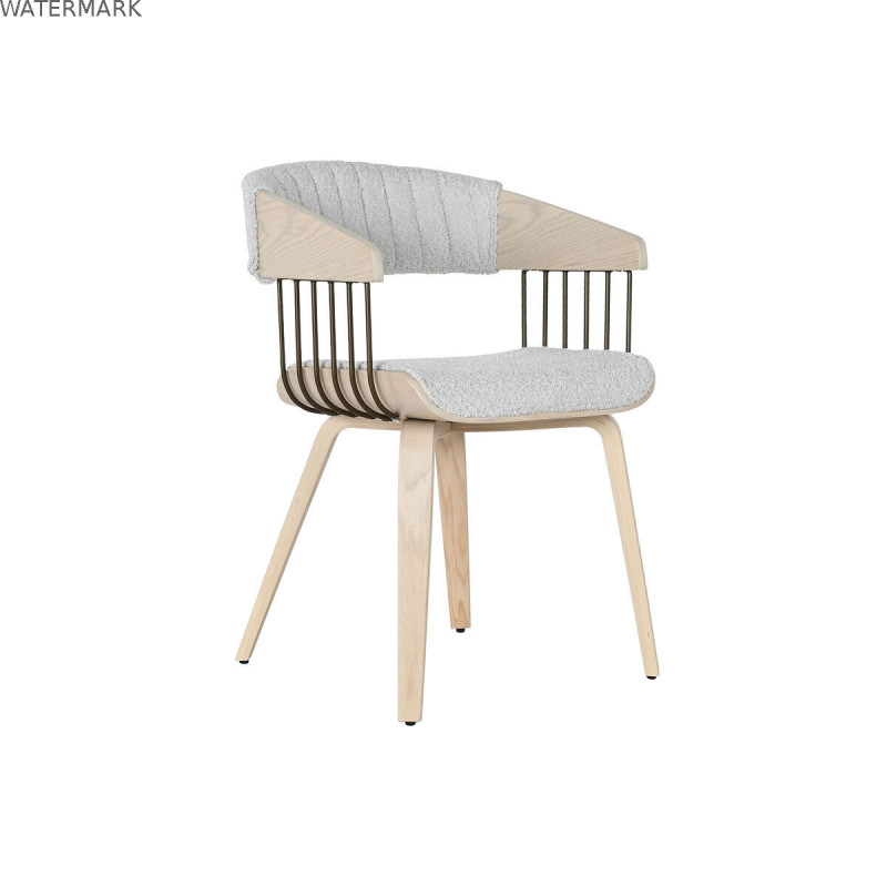 Chaise de Salle à Manger Home ESPRIT Gris Polyester Bois 51 x 55 x 76,5 cm Chaise de Salle à Manger Home ESPRIT Gris Polyester Bois 51 x 55 x 76,5 cm