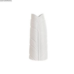 Vase Home ESPRIT Blanc Grès Tropical Feuille d'une plante 21 x 10 x 50 cm