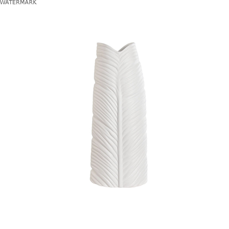 Vase Home ESPRIT Blanc Grès Tropical Feuille d'une plante 21 x 10 x 50 cm