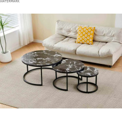 Petite Table d'Appoint Home ESPRIT Noir 80 x 80 x 1 cm