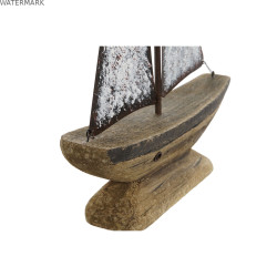 Figurine Décorative Home ESPRIT Blanc Naturel Voilier Finition vieillie 26 x 6 x 34 cm