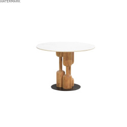 Table de Salle à Manger Home ESPRIT Marbre Acacia 106 x 106 x 76 cm
