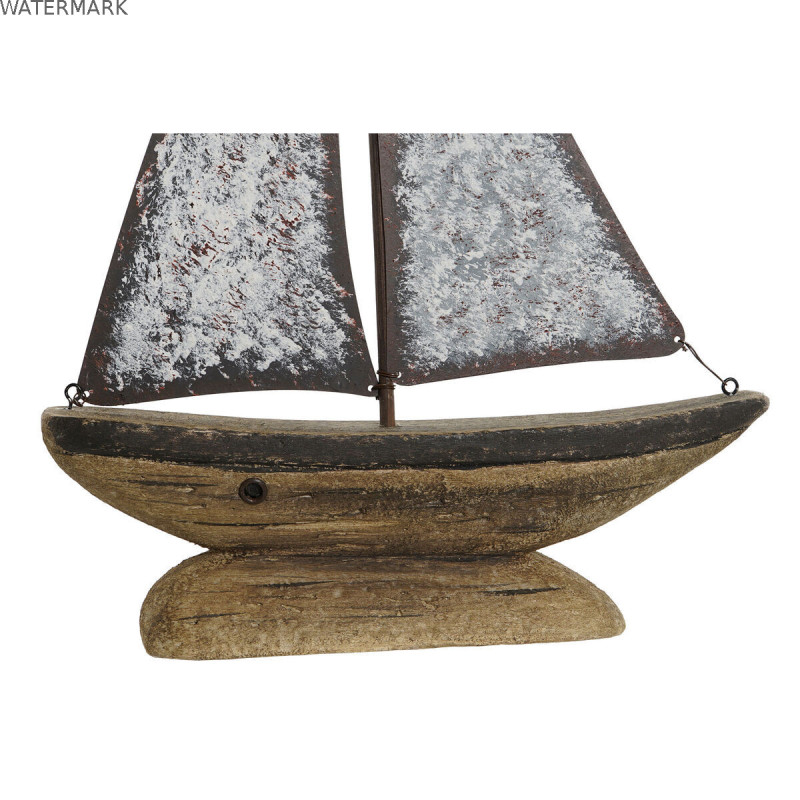 Figurine Décorative Home ESPRIT Blanc Naturel Voilier Finition vieillie 26 x 6 x 34 cm