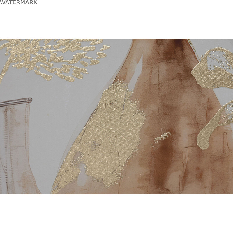 Cadre Home ESPRIT Beige Doré polystyrène Toile Vase Scandinave 82,5 x 3,5 x 82,5 cm (2 Unités)